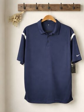 Polyester polo shirt, Nike Dri-FIT Shoulder Stripe Polo, Men's M Medium NWT